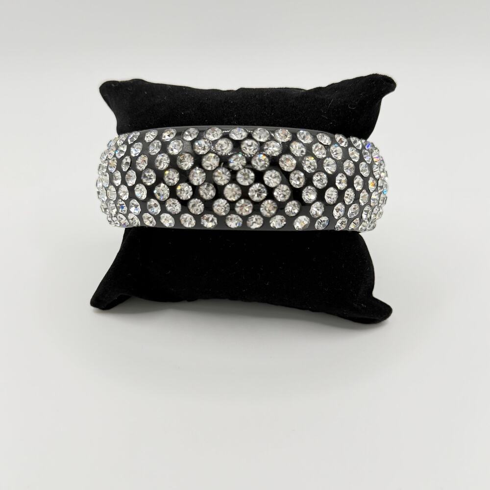 Wide Rhinestone Statement Bangle – Sparkly Multi‑Row Design (Size L)